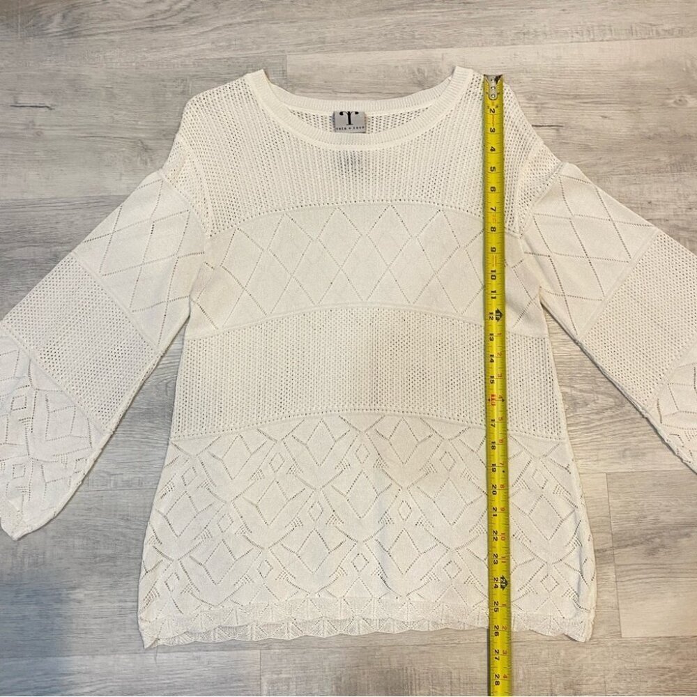 Coquette Lace Rain & Rose L Knit White Top Viscose - Flowy - Picture 9 of 16